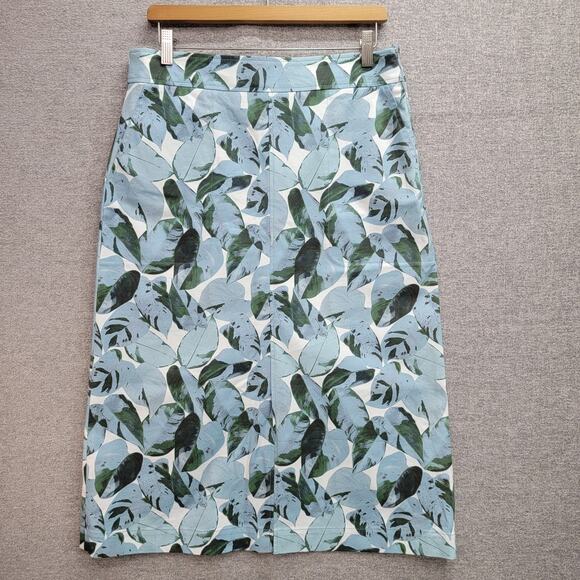 AKRIS PUNTO TRIPICAL LEAVES PRINT MIDI SKIRT, SIZE 10 - Picture 2 of 9